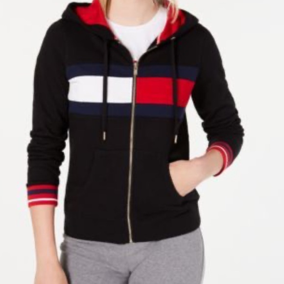 Tommy Hilfiger black blue red and white full zip hoodie - Picture 13 of 13